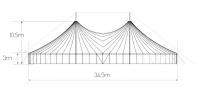 22m x 35m Big Top diagram, Tensile design Big Top, side elevation