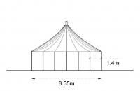8.5m x 14.25m little top diagram - front elev, festival tent, cirus top
