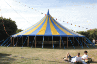 Blue & Yellow Big Top, 22m circus tents, PVC striped bigtop