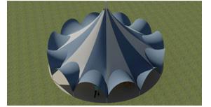 14m carousel tent- interior, contemporary tent design, saddle arches