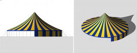 Blue & Yellow Striped Big Top 22m, Circus, PVC, Sculpted